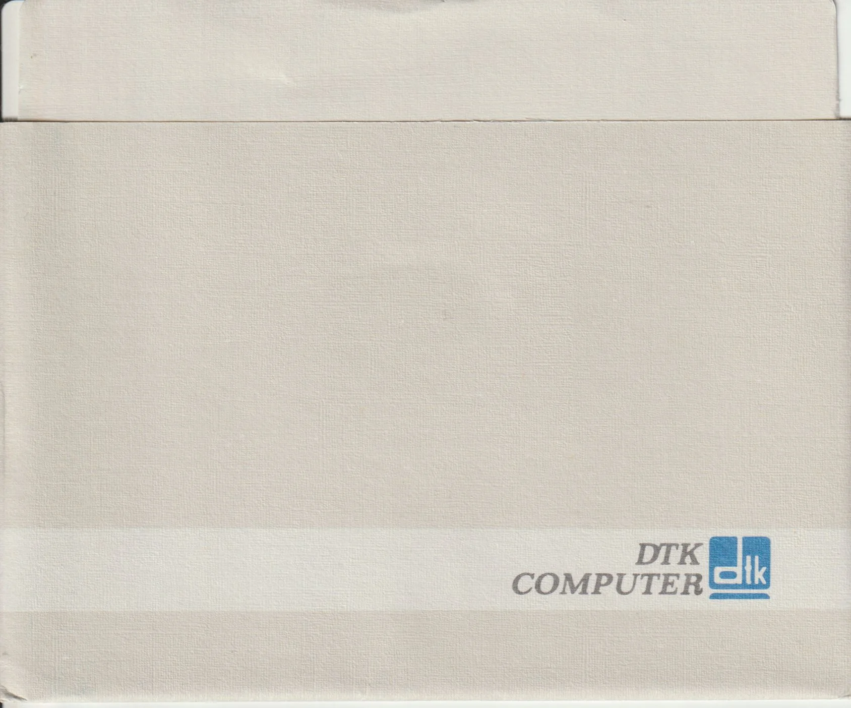 a vintage floppy disk sleeve from DTK Computer. Cat. no.: D20-525-001 - Front