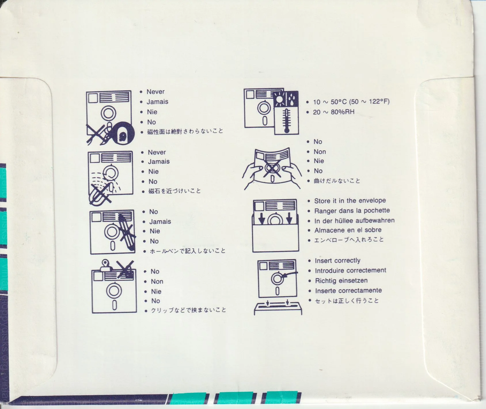 a vintage floppy disk sleeve from DFI. Cat. no.: D19-525-001 - Back